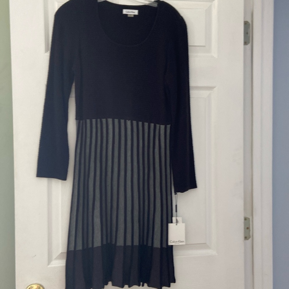 calvin klein blac and gray dress